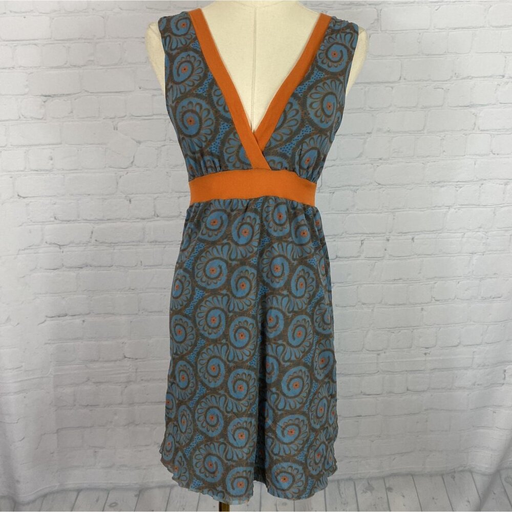 ⭐ 3/$15 Vintage Y2K Sweet Pea Small Blue Orange Floral Mesh Tank Mini Dress